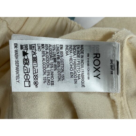 ROXY Oceanside High Rise Shorts Sz M Ivory White Structured Cotton Linen Woven - Picture 7 of 10